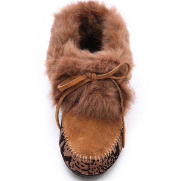 HOUSE OF HARLOW 1960 Women's Brown Maddox Fur Lined Booties - Black/ Brown - Picture 3 of 10